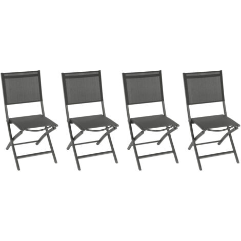 Hesperide – Lot de 4 chaises de jardin pliantes en aluminium traité époxy – Assise en toile texaline – Antirouille et anti UV – Capuchons de protection