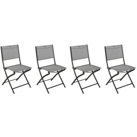 Hesperide – Lot de 4 chaises de jardin pliantes Modula – Acier traité époxy – Résistantes à la rouille – Dimensions 52x46x87 cm – Poids 3.4 kg