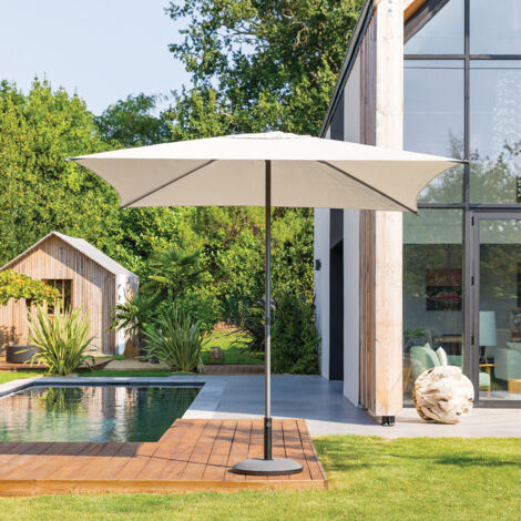 Hesperide – Parasol droit carré 2,5x2,5m – Toile déperlante – Indice de protection UV élevé – Système push up – Inclinable
