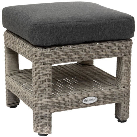 Hesperide – Pouf de jardin en résine tressée havane – Structure solide avec coussin épais – Facile à nettoyer – Pour terrasse et extérieur
