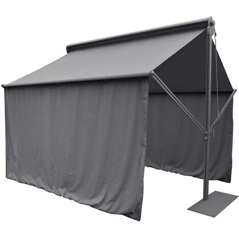 Hesperide – Rideaux pour tonnelle 4x2m en polyester déperlant ardoise – Protection UV maximale – Installation facile avec fermeture éclair