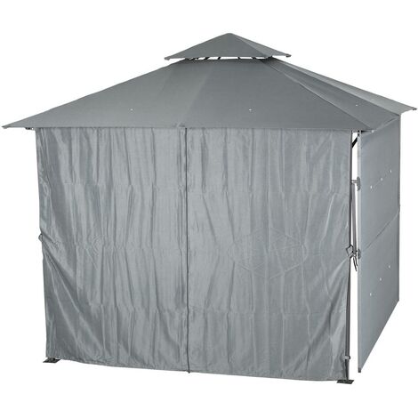 Hesperide – Rideaux pour tonnelle Amalya 3x3m en polyester 160 g/m² – Protection contre le vent et la pluie – Installation sur rail intérieur