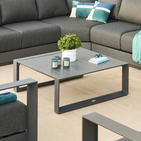 Hesperide – Table basse de jardin carrée 97x97x37cm – Aluminium traité époxy – Résistante aux intempéries – Idéale pour espaces extérieurs