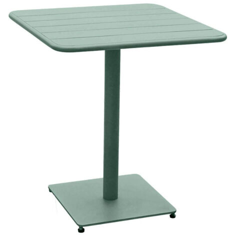 Hesperide – Table de jardin carrée 2 places en acier traité époxy vert olive – Dimensions 65x65x74 cm – Résistante aux UV et facile à entretenir