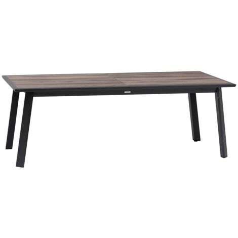 Hesperide – Table de jardin extensible 12 places en aluminium traité époxy – Structure graphite et pécan – Rallonge papillon 94 cm pour 8 à 12 places