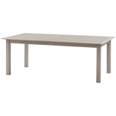 Hesperide – Table de jardin extensible 12 places en aluminium effet bois – Longueur 216/316 cm – Structure époxy antirouille – Surface en verre trempé