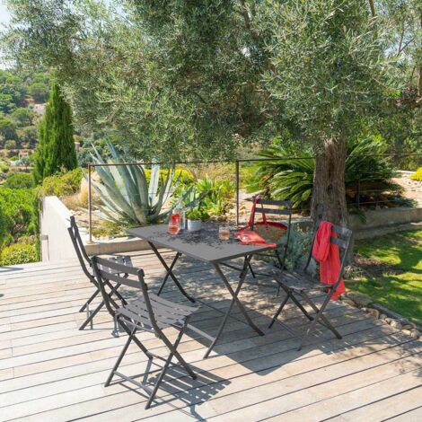 Hesperide – Table de jardin pliante rectangulaire 4 places graphite 110 x 70 cm – Acier traité époxy résistant à la rouille – Pour extérieur