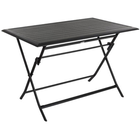 Hesperide – Table de jardin pliante rectangulaire graphite 4 places en aluminium traité époxy – Dimensions 110x71x71cm – Pliable et légère