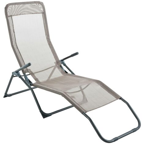 Hesperide – Transat Siesta taupe – Matière Texaline – Longueur 137 cm – Largeur 59 cm – Hauteur 95 cm – Poids 4.6 kg