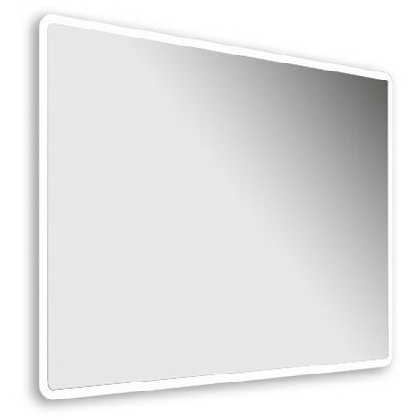 Hester - specchio da bagno rettangolare reversibile sagomato con angoli stondati con cornice sabbiata retroilluminata led