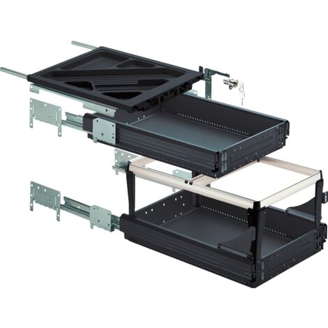 Hettich Büromöb.-Container-Set, mit Voll- u. Überauszug, Systema Top 2000 9111141, Stahl