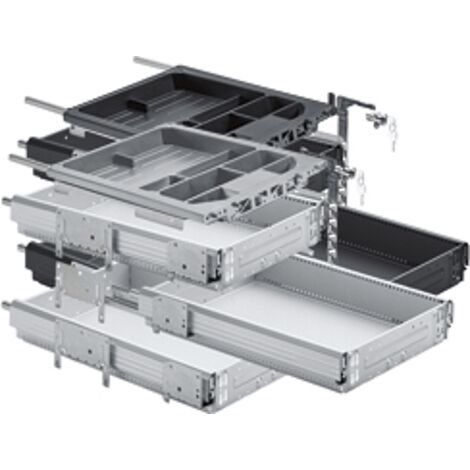 Hettich Büromöbel-Container-Set,  mit Teilauszug,  Systema Top 2000 9244095,  Stahl