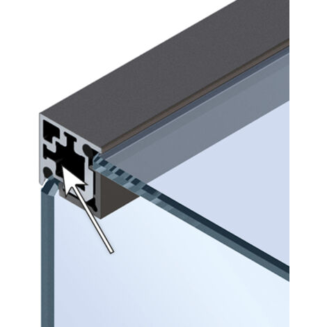 Hettich CADRO Glas-Eckprofil 4mm Schwarz matt,  L 3000 mm E2