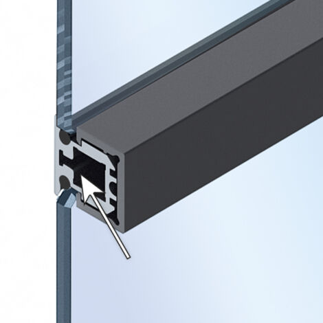 Hettich CADRO Glas-Mittelprofil 4mm Edelstahl Optik,  L 3000 mm E2