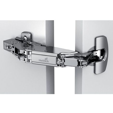 Hettich – Charnière pour meuble 165° avec amorti – Encombrement zéro – Montage rapide – Acier nickelé – Fix entraxe 45 – Coudure 9,5 - 8657i