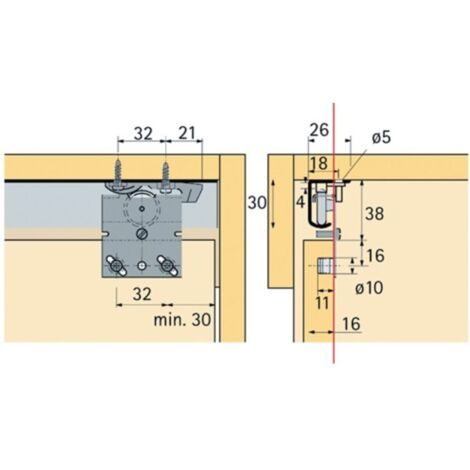 Hettich – Ferrure de porte coulissante 2-porte – Charge max 25kg – Système coulissant pour optimisation d'espace – Ensemble complet