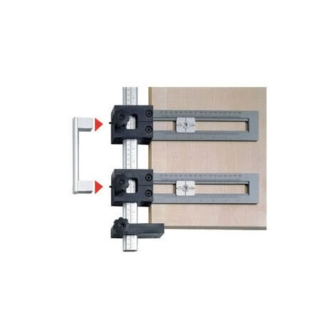 Hettich – Gabarit de perçage pour poignées – Entraxe 64mm – Longueur 500mm – Douille de guidage Ø5 – 2 plaques de perçage positionnables