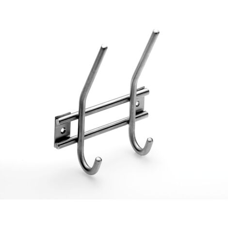 Hettich Garderobenleiste 2 Haken 14,0 x 16,5 x 5,5 cm Edelstahl Hakenleiste
