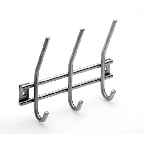 Hettich Garderobenleiste 3 Haken 22,0 x 16,5 x 5,5 cm Edelstahl Hakenleiste