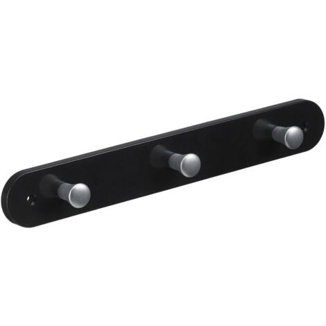 Hettich Garderobenleiste 3 Haken 28,0 x 4,0 x 0,8 cm schwarz Hakenleisten