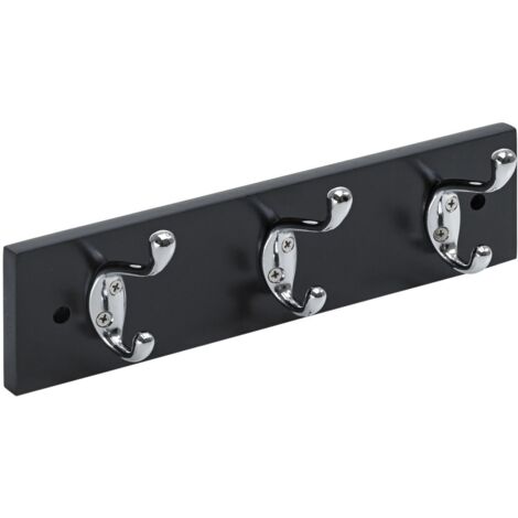 Hettich Garderobenleiste 3 Haken 30,0 x 8,0 x 7,5 cm schwarz Hakenleiste
