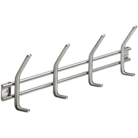 Hettich Garderobenleiste 4 Haken 35,5 x 14,0 x 5,0 cm Edelstahl Hakenleisten