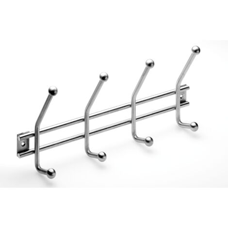 Hettich Garderobenleiste 4 Haken 35,5 x 16,0 x 6,0 cm Edelstahl Hakenleisten