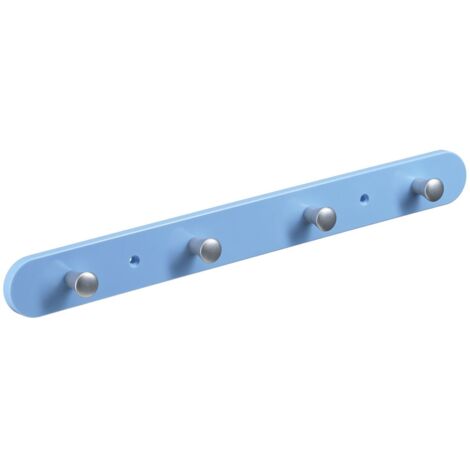 Hettich Garderobenleiste 4 Haken 38,0 x 4,0 x 0,8 cm hellblau Hakenleisten