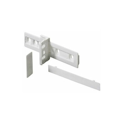 Hettich – Glissière pour meuble de réfrigérateur en PVC blanc – Longueur 100 mm – Décor blanc – Adaptateur et caches inclus