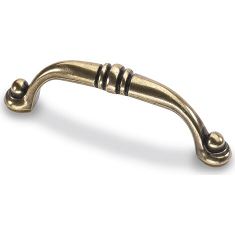 Hettich Griff Alberta,  Bohrabst. 96 mm,  Messing Optik antik