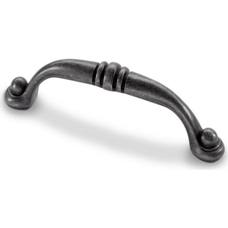 Hettich Griff Alberta,  Bohrabst. 96 mm,  Zinn Optik antik