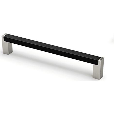 Hettich Griff Bermeo,  Bohrabst. 256mm,  L 269mm,  Schwarz matt / Edelstahl Optik gebürstet