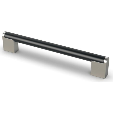 Hettich Griff BREMA Bohrabst. 640 L 652mm B 14mm H 35mm Schwarz matt/Edelstahlopt. geb.