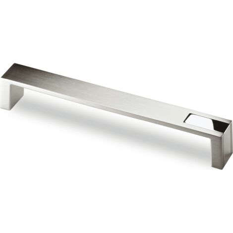 Hettich Griff Intra,  Bohrabst. 192 mm,  Edelstahl Optik gebürstet / Verchromt glanz