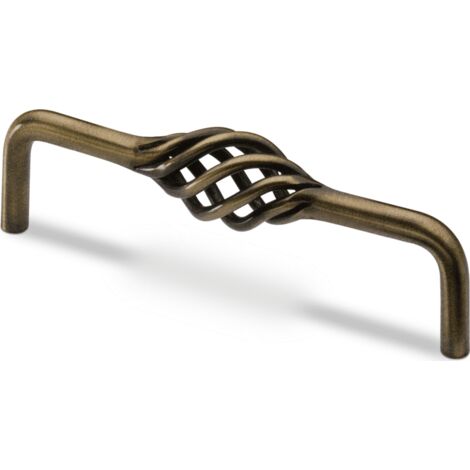 Hettich Griff Malaca,  Bohrabst. 128 mm,  Messing Optik antik