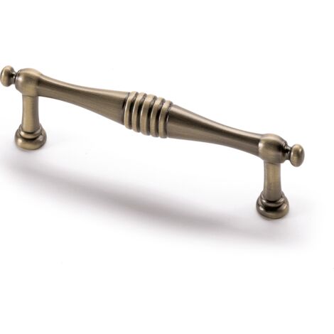 Hettich Griff Osimo,  Bohrabst. 96 mm,  Messing Optik antik