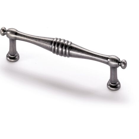 Hettich Griff Osimo,  Bohrabst. 96 mm,  Zinn Optik antik