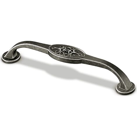 Hettich Griff Siradia, Bohrabst. 128mm, L 149mm, Zinn Optik antik