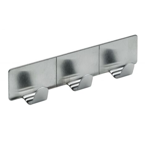 Hettich Hakenleiste selbstklebend 3 Haken Stahl, Edelstahl Optik, 1 Stück Möbelbeschläge