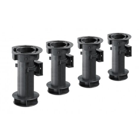 Hettich – Lot de 4 pieds en plastique à visser H.150 – Hauteur 15 cm – Charge 200 kg par pied – Fixation à vis pour meubles de cuisine