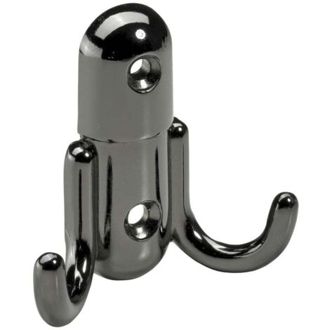 Hettich Mantelhaken 6 x 5,5 x 2,2 cm verchromt schwarz - 1 Stück Möbelbeschläge