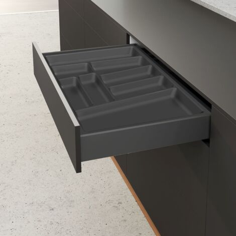 Hettich Möbel-Besteckeinsatz, OrgaTray 740, 9302766, L450mm, KB900mm, anthrazit