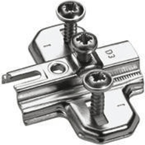 Hettich Möbel-Kreuzmontageplatte, Distanz 1,5mm, SlideOn 2006,  1079210,  vernickelt