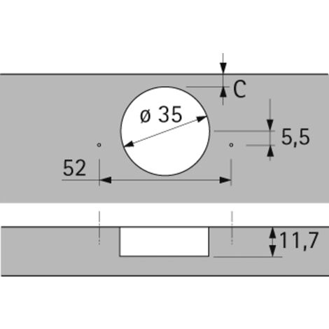 Hettich Möbel-Topfscharnier,  110°, Kröpf. 16mm,  Intermat 9943P,  60202,  Stahl silber vern.