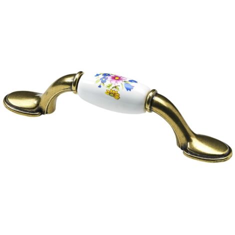 Hettich Möbelgriff  Keramik weiß/floral 18 x 126,5 x 30 mm - 1 Stück Möbelgriffe