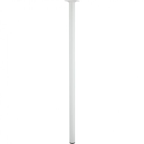 Hettich – Pied de table cylindrique fixe 80 cm – Acier époxy blanc – Charge supportée 50 kg – Fixation à visser – Platine 60 x 60 mm