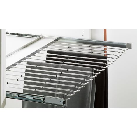 Hettich Schrank-Hosenhalter, ausziehbar, 9079962, Korpusb.800mm, Anz.Hosenhalt.13, STA silber