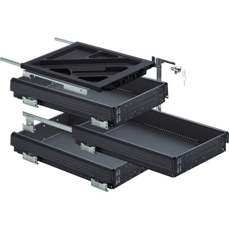HETTICH Systema Top 2000 Container-Set Silent System, Teilauszug, ET 530mm,schw.