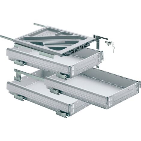 HETTICH SYSTEMA TOP 2000 Container-Set Silent System, Teilauszug, ET 730 mm, alu