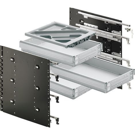 HETTICH SYSTEMA TOP 2000 Schnellmontage-Set Sil Sys, Vollauszug, ET 730, alu
